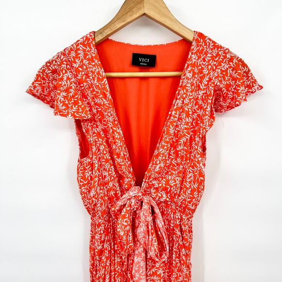 VICI Kissed by the Sun Boho Tie Front High Low Maxi Dress Women’s Small - Picture 6 of 9